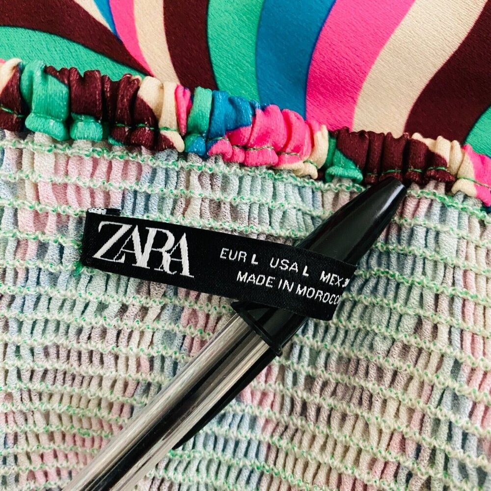 Zara Colorful Mod Bohemian Wavy Print Summer Wome… - image 6